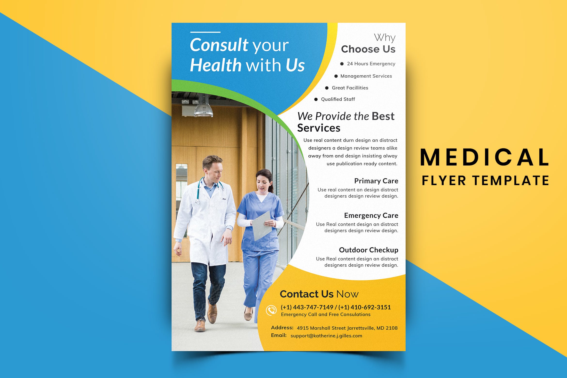 医院诊所医疗主题宣传单排版设计模板v04 Medical Flyer Template-04插图