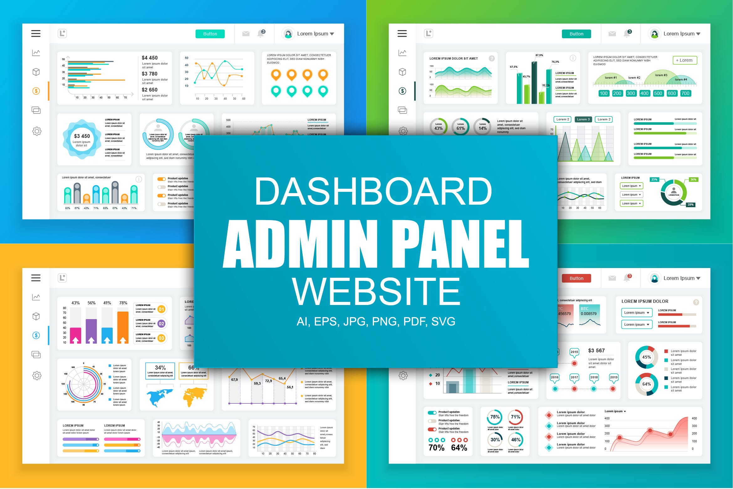 网站管理后台&数据统计系统界面UI设计16设计网精选素材v2 Dashboard Admin Panel Template插图