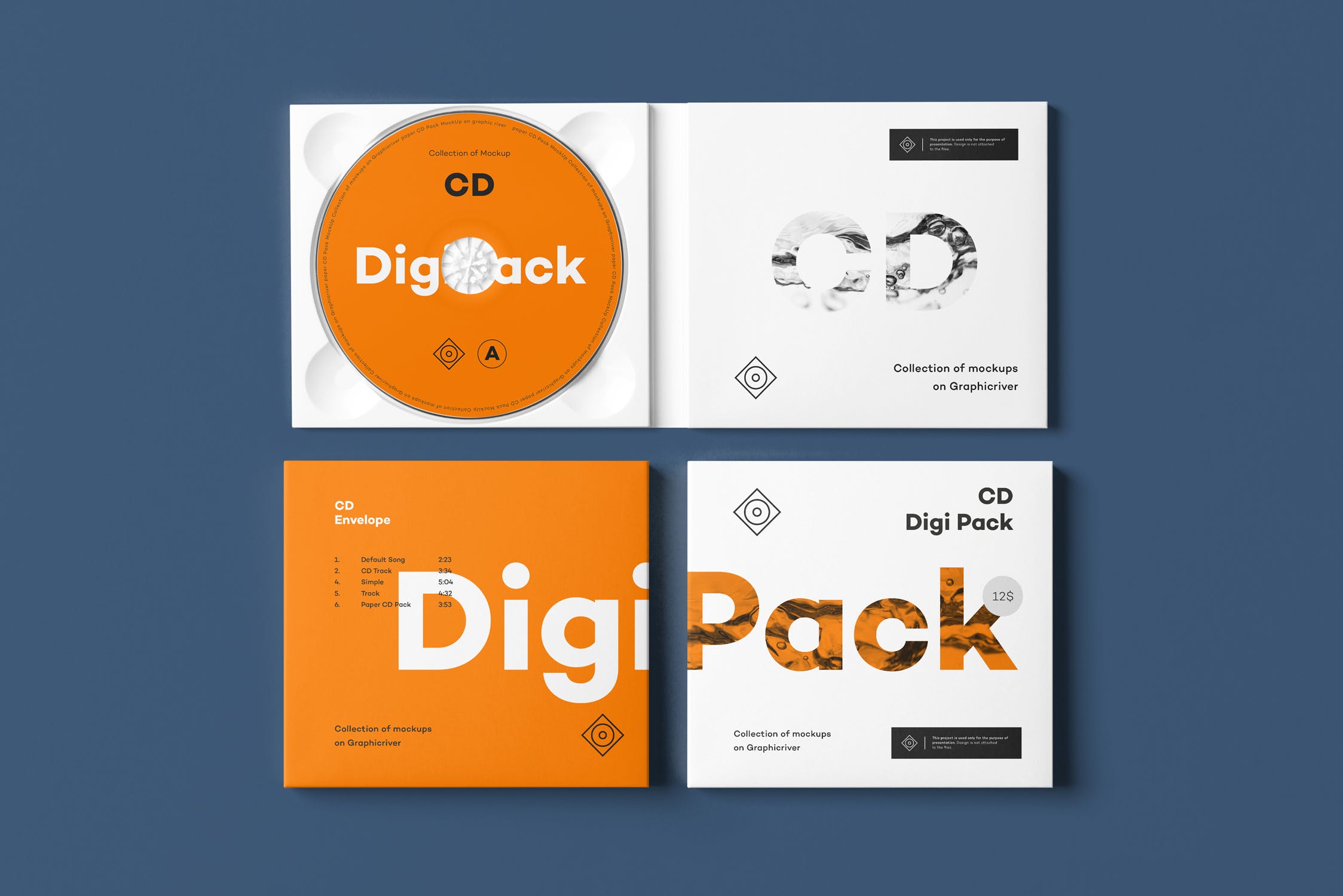 CD光碟封面&包装盒设计图16设计网精选模板v8 CD Digi Pack Mock-up 8插图(4)