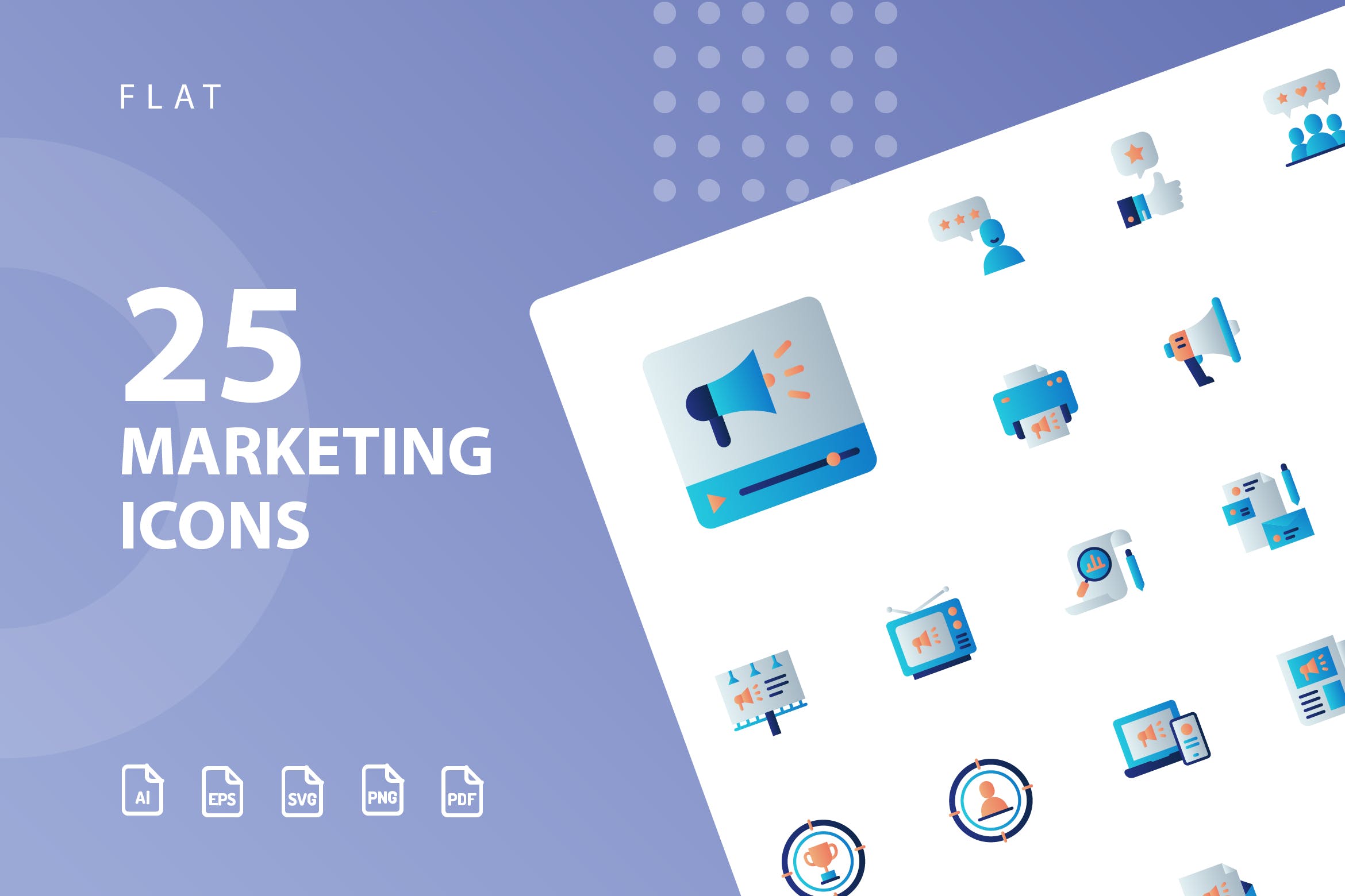 25枚市场营销主题扁平设计风格矢量素材库精选图标 Marketing Flat Icons插图