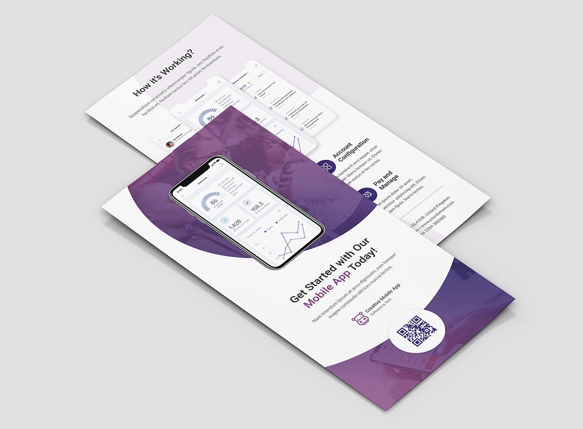 创意APP应用&软件推广介绍折页宣传单设计模板 Creative App – Brochures Bundle Print Templates插图(7)