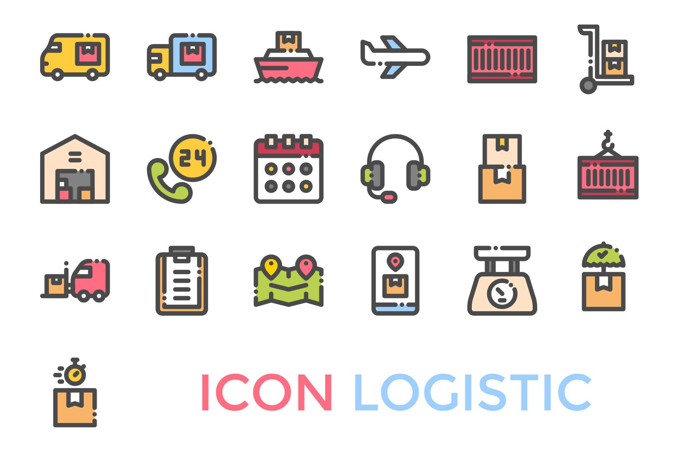 19枚物流配送主题矢量非凡图库精选图标 Logistics Icon插图