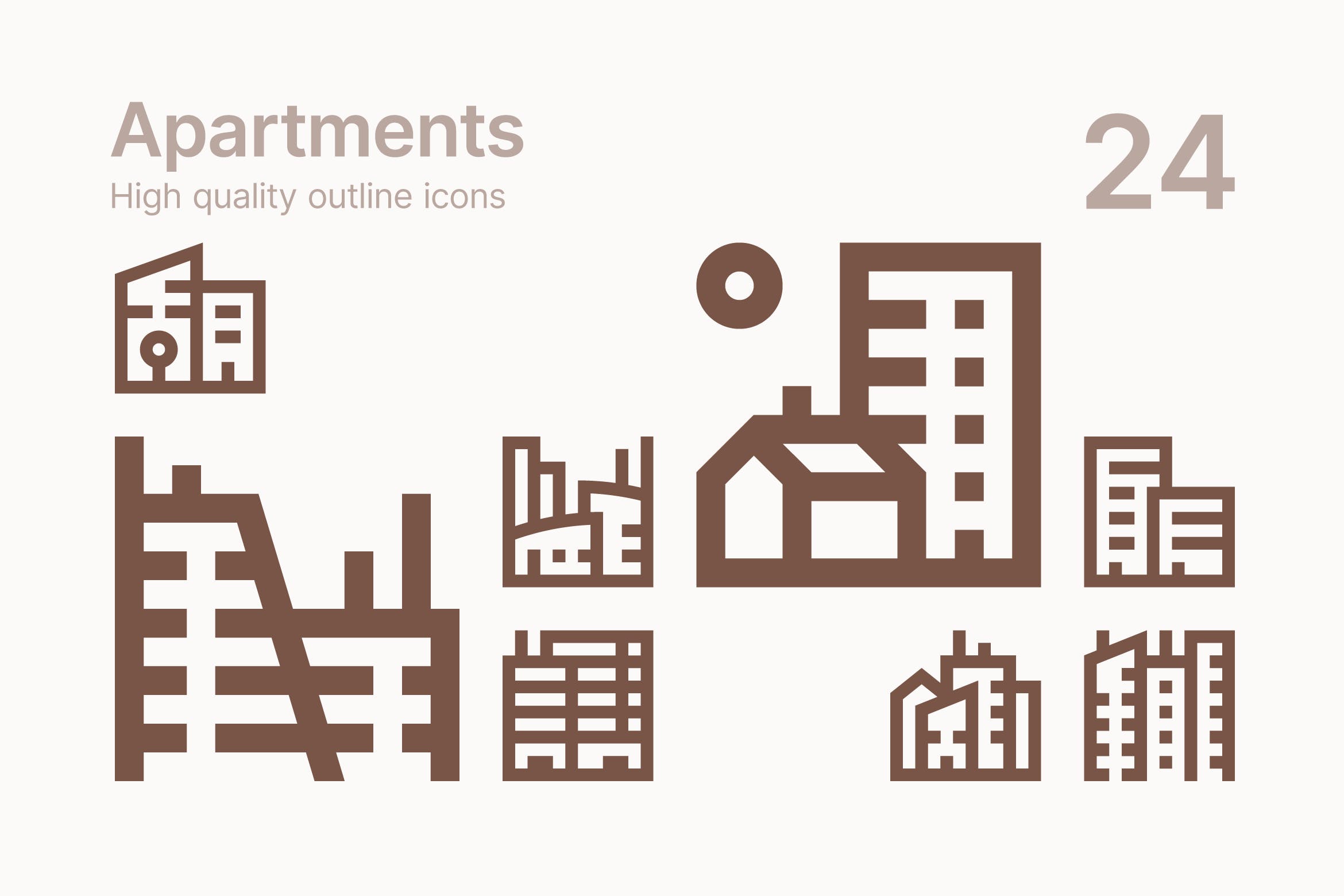 公寓实物轮廓矢量素材库精选图标 Apartment icons插图