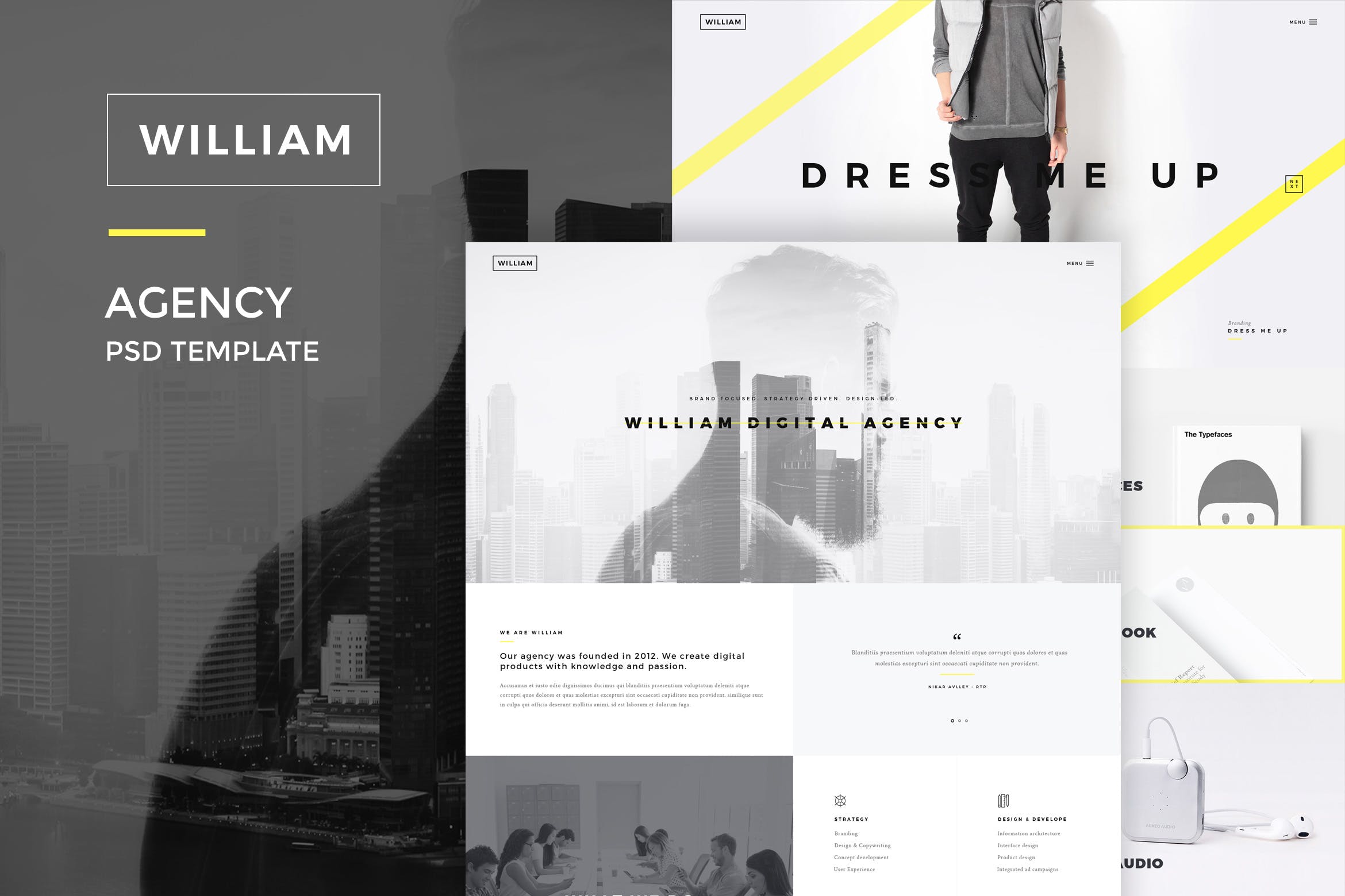 创意产品设计演示网站设计PSD模板 William : Creative Portfolio Web Template插图