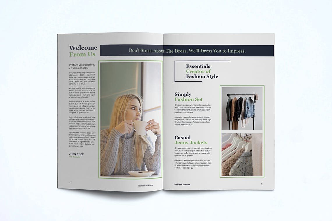 时装订货画册/新品上市产品普贤居精选目录设计模板v1 Fashion Lookbook Template插图(4)