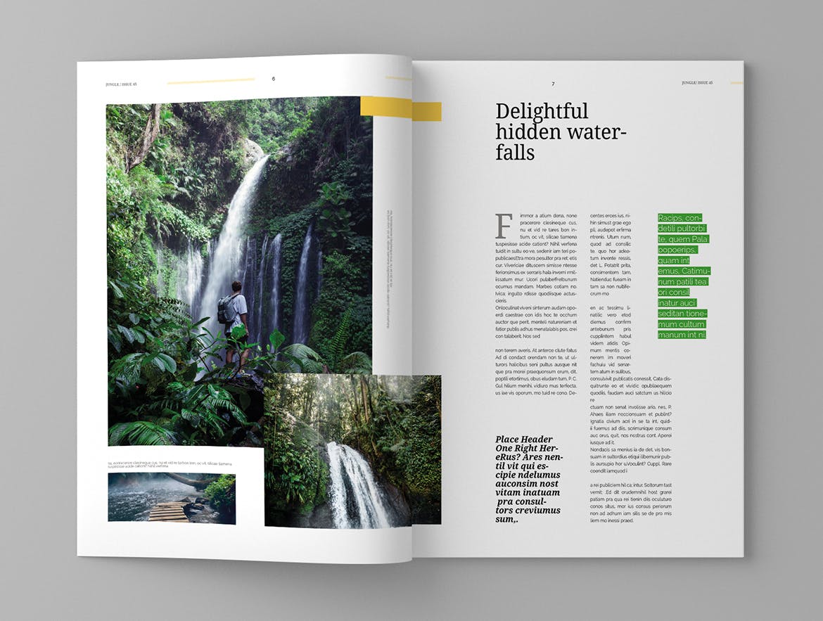 旅游行业非凡图库精选杂志版式设计模板 Jungle – Magazine Template插图(5)