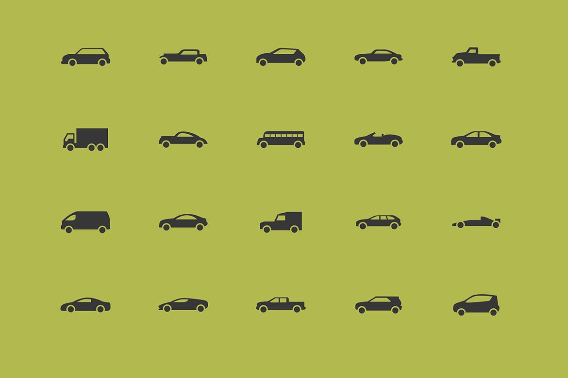 各种不同交通运输工具矢量素材库精选图标 Vehicles Icons / 3 Different Sheets插图(1)