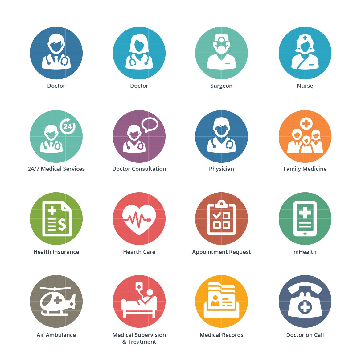 Sympa系列-医疗服务彩色16设计素材网精选图标集v1 Colored Medical Services Icons Set 1- Sympa Series插图(2)