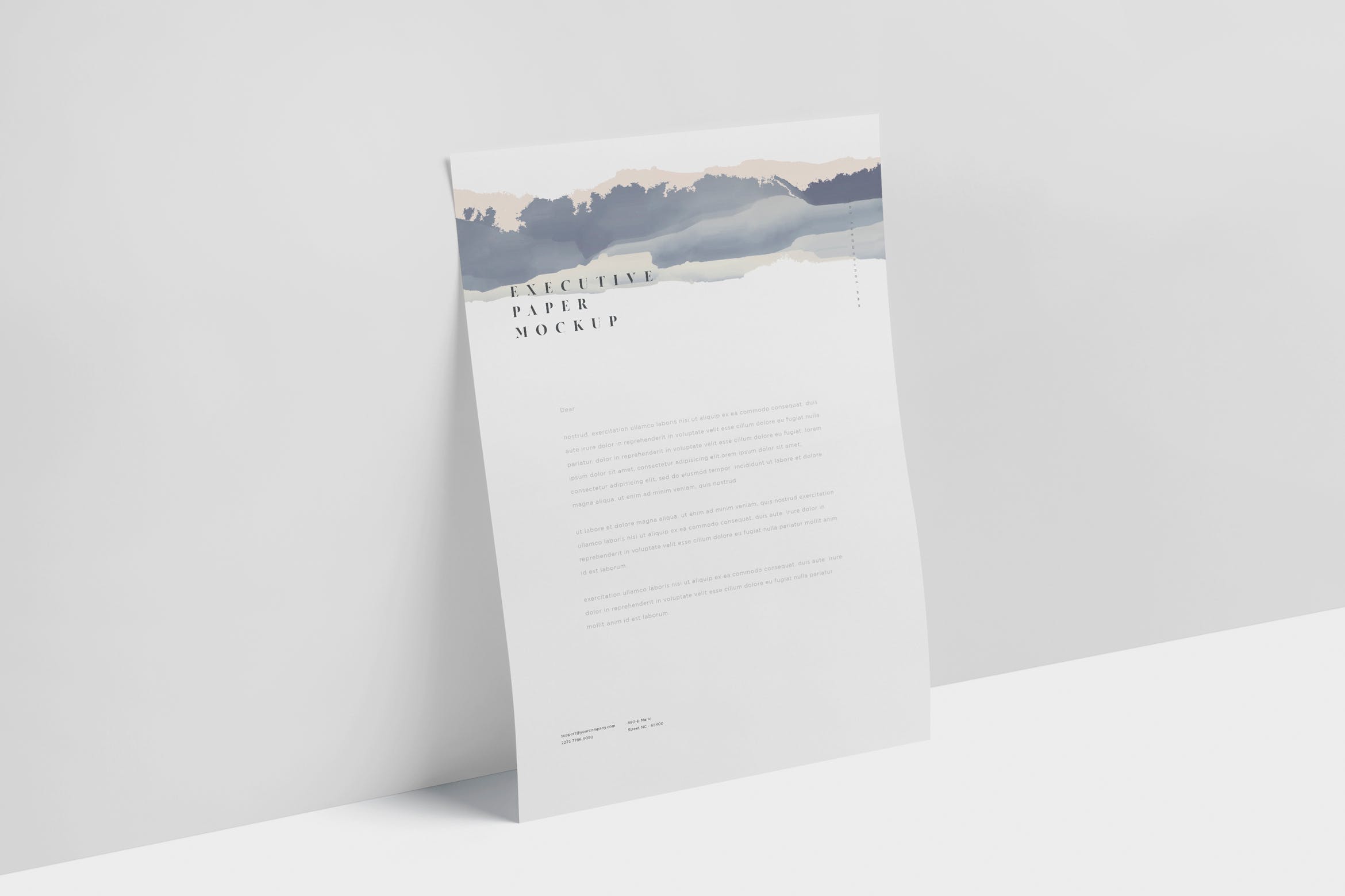 企业宣传单张设计效果图样机素材库精选 Executive Paper Mockup – 7×10 Inch Size插图
