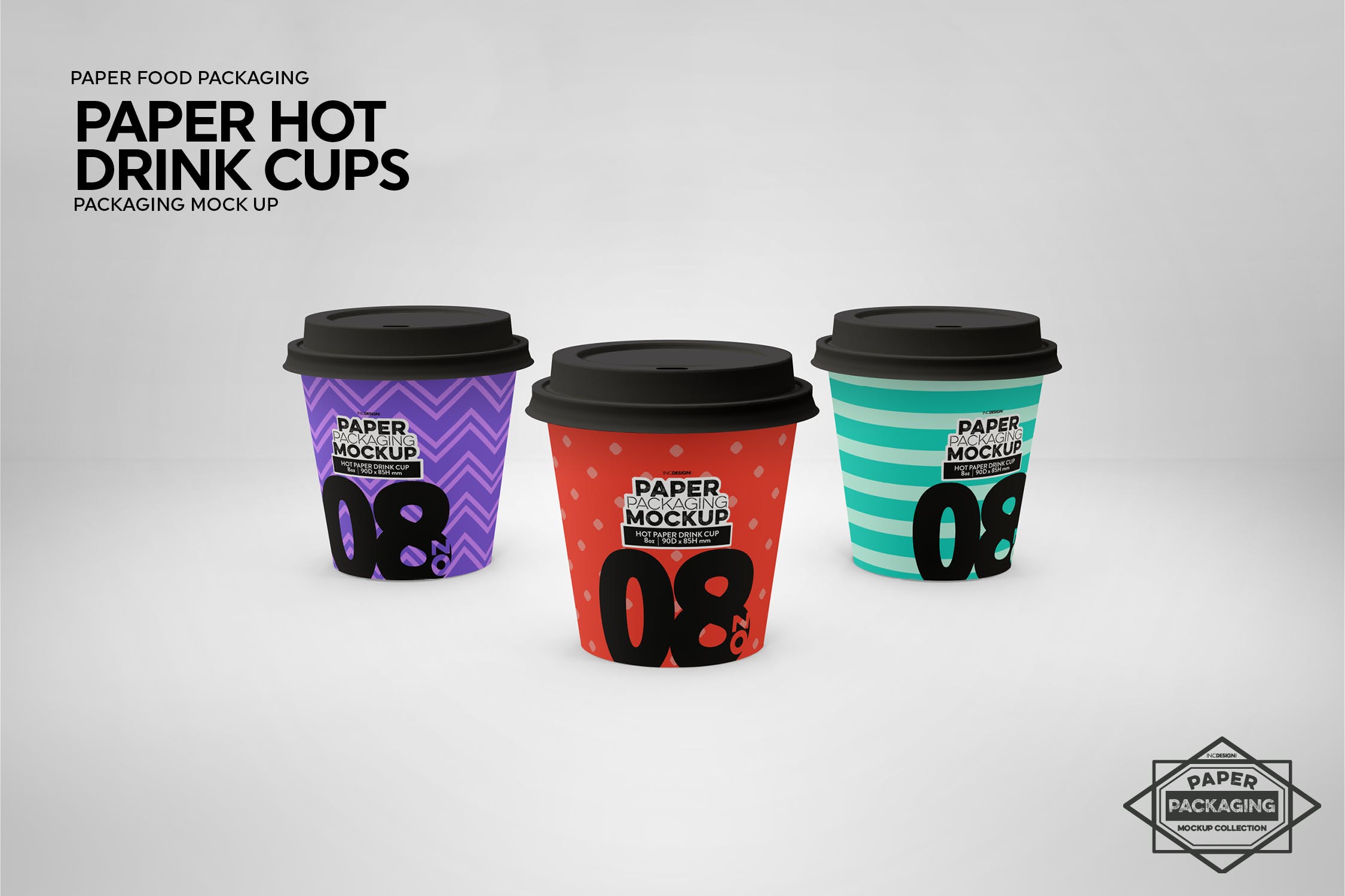 热饮一次性纸杯外观设计16设计网精选 Paper Hot Drink Cups Packaging Mockup插图(14)