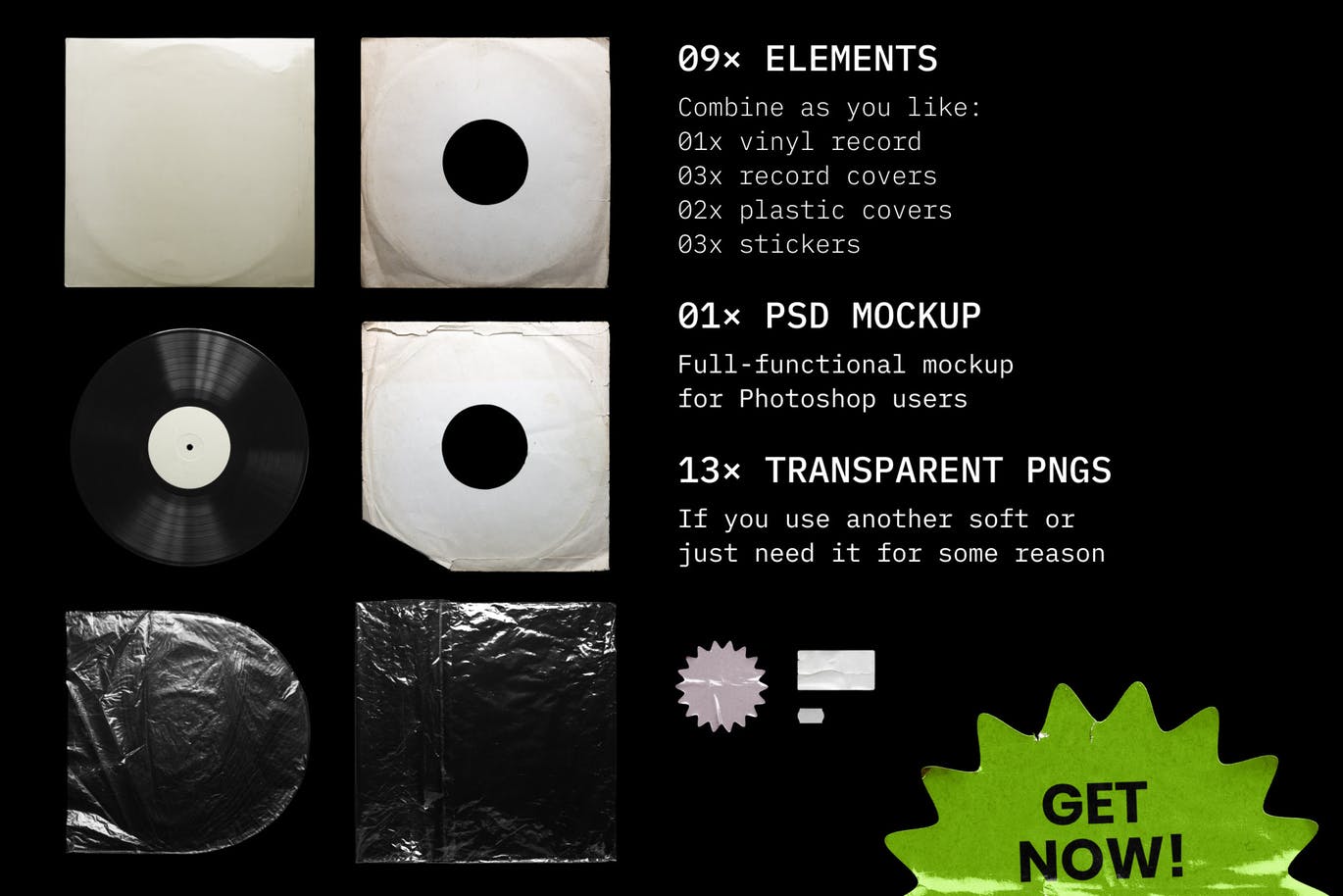 乙烯基唱片包装盒及封面设计图非凡图库精选模板 Vinyl Record Mockup插图(9)