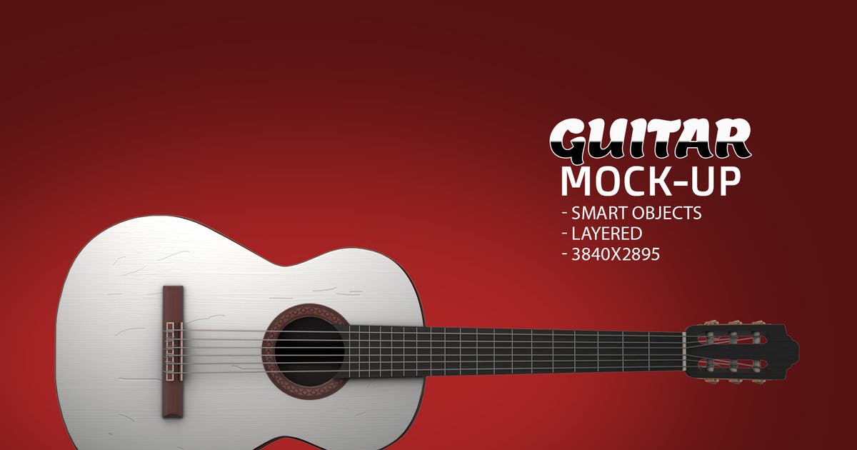 吉他产品外观设计效果图非凡图库精选模板v4 Guitar Face PSD Mock-up插图