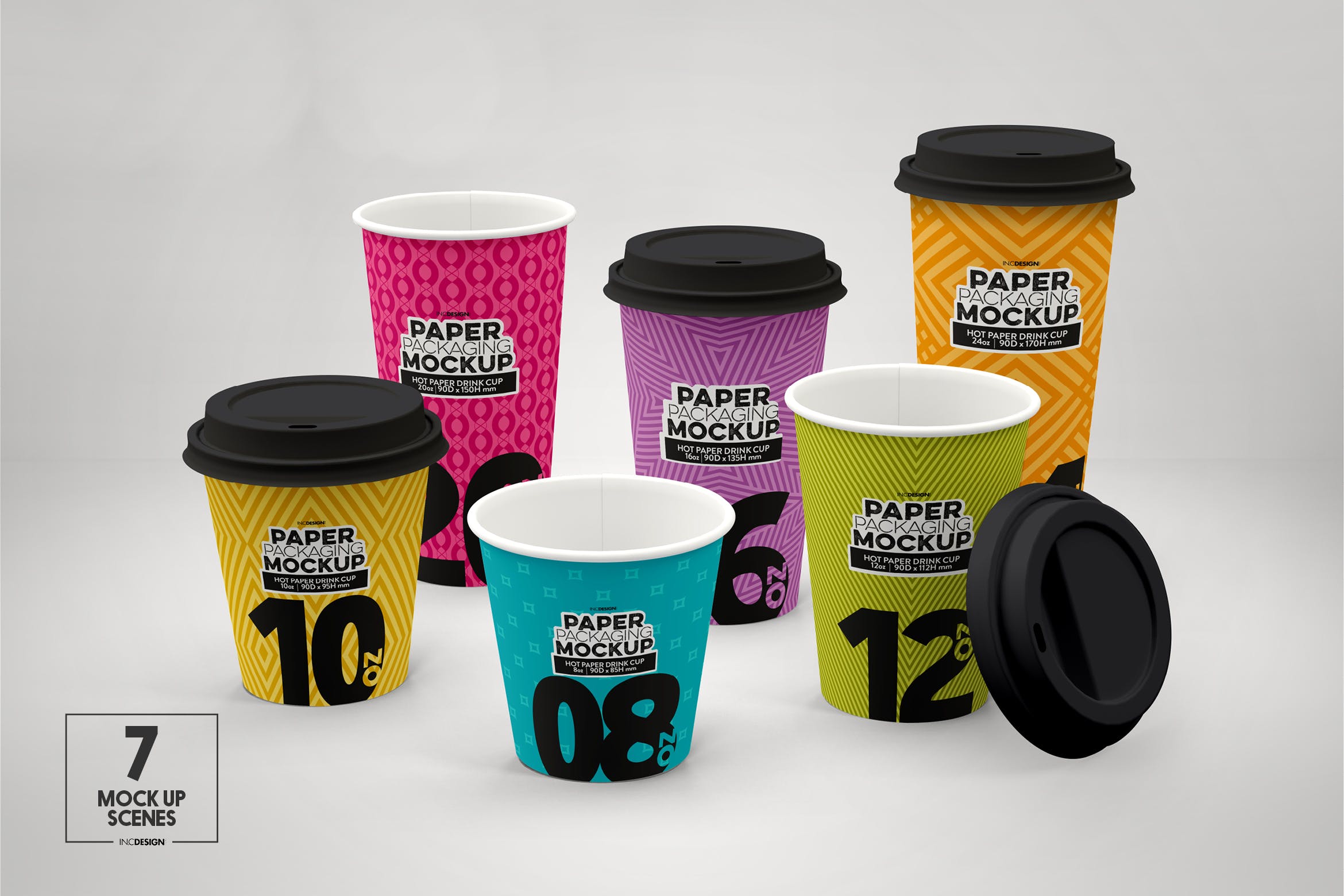 热饮一次性纸杯外观设计16设计网精选 Paper Hot Drink Cups Packaging Mockup插图