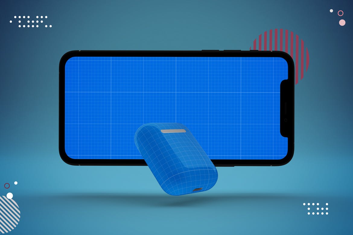 抽象设计风格iPhone 11手机&AirPods耳机素材库精选样机模板 Abstract iPhone 11 & AirPods Mockup插图(10)