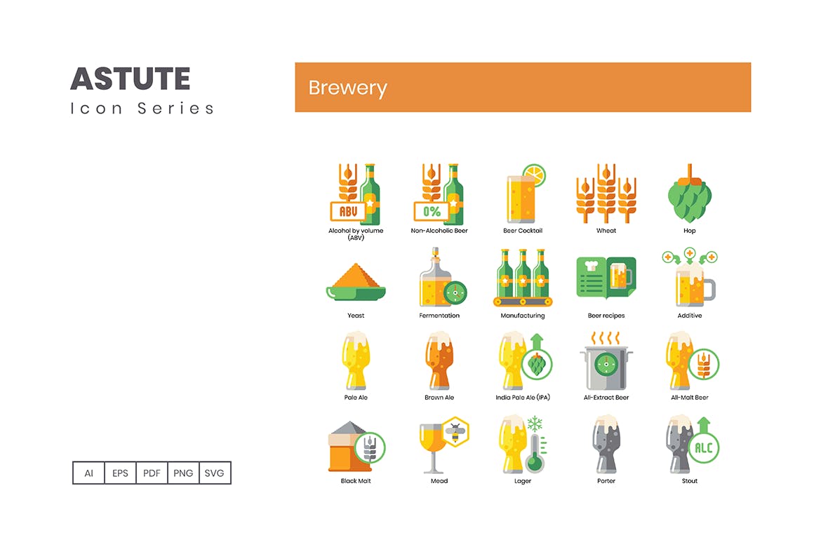 Astute系列-70枚啤酒主题矢量非凡图库精选图标 Brewery Icons – Astute Series插图(3)