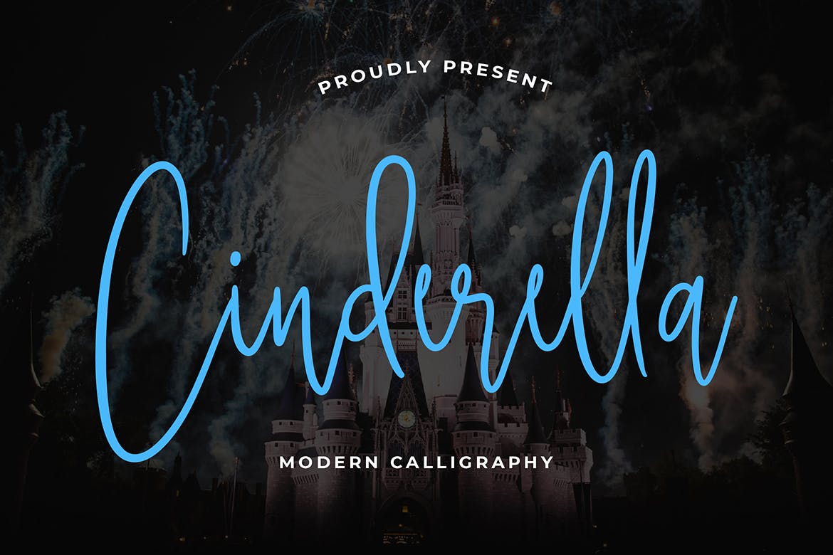 优雅风格英文硬笔书法字体亿图网易图库精选 Cinderella Beautiful Calligraphy Font插图(1)