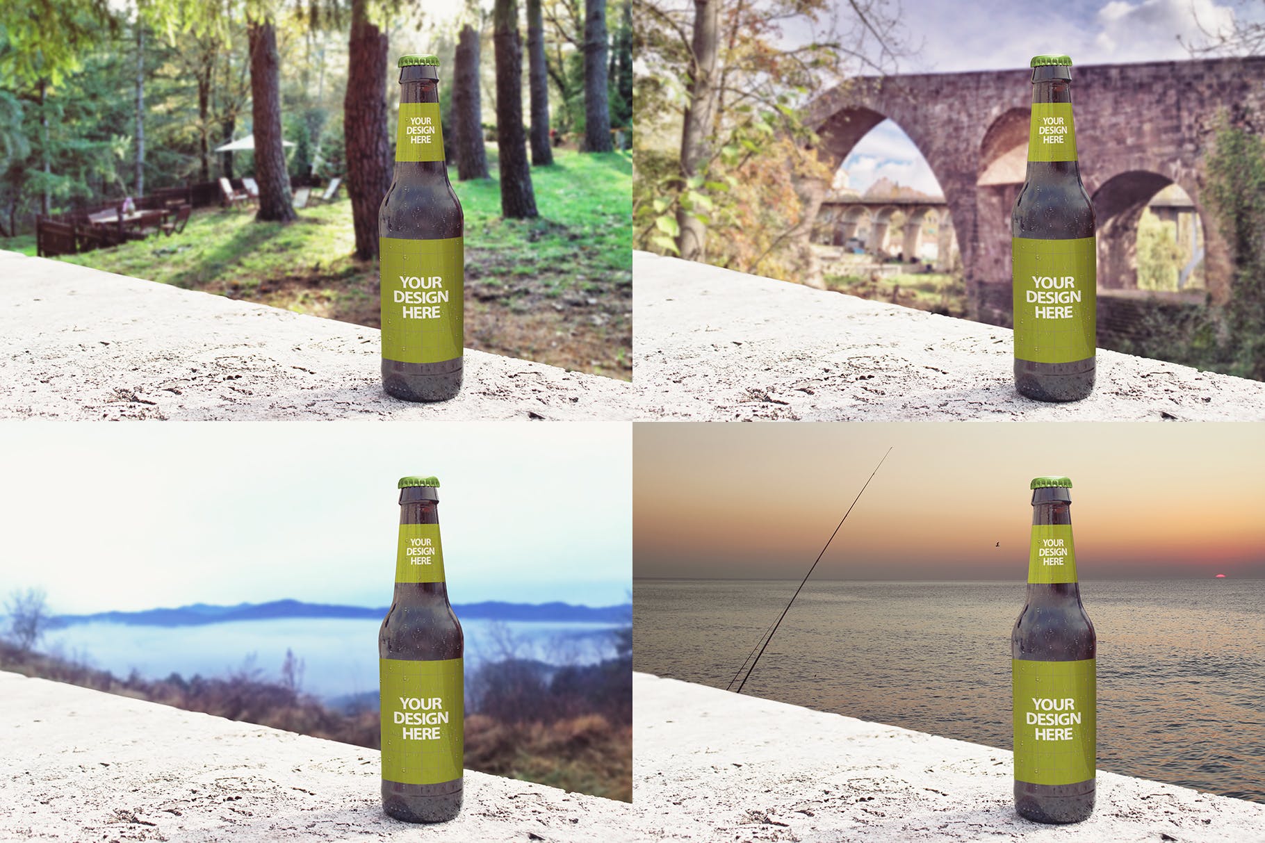 实景照片啤酒瓶外观设计素材库精选模板 Backgrounds Beer Bottle Mockup插图(4)