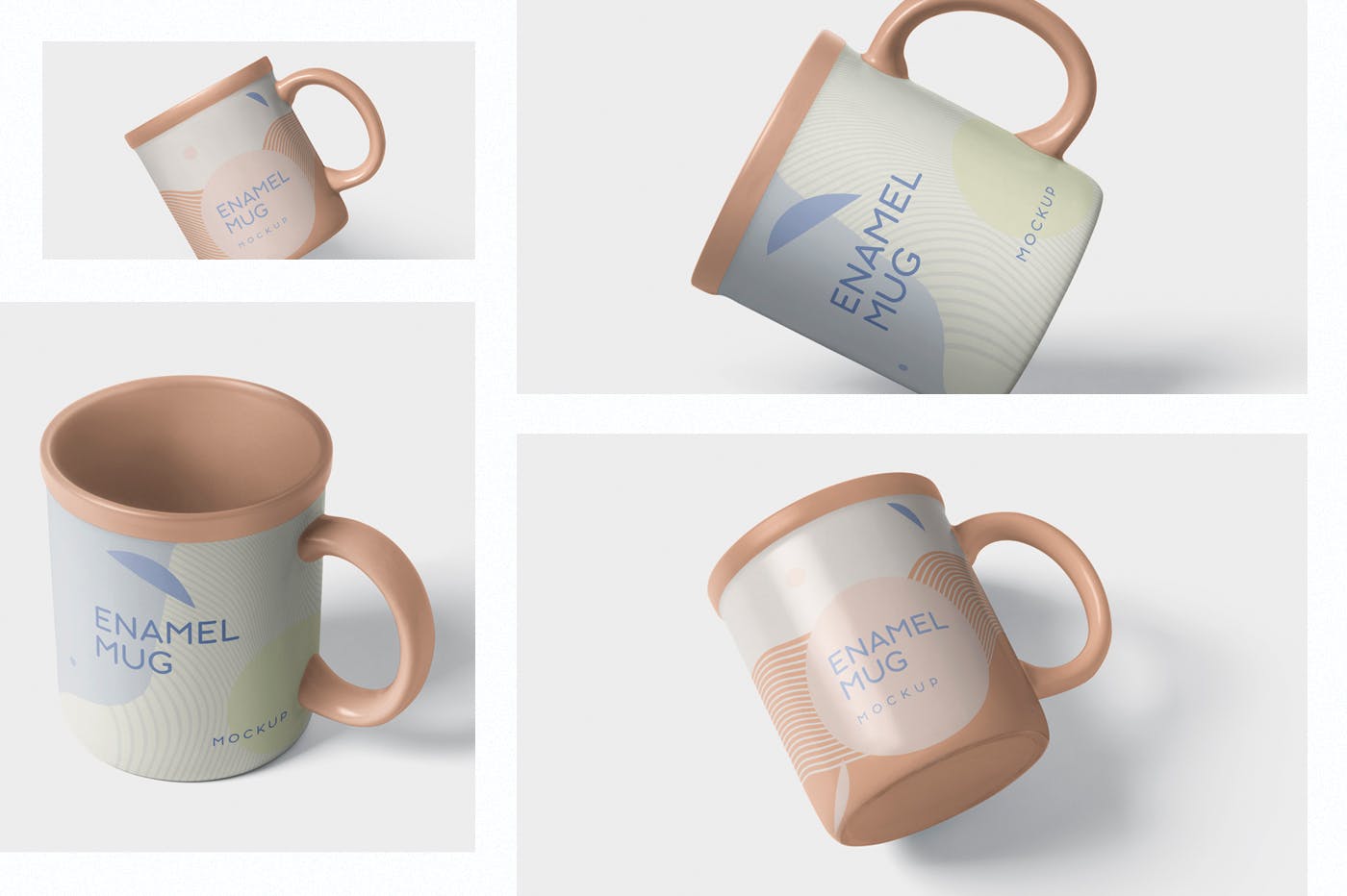 带把手圆形搪瓷杯马克杯图案设计16设计网精选 Round Enamel Mug Mockup With Handle插图(1)
