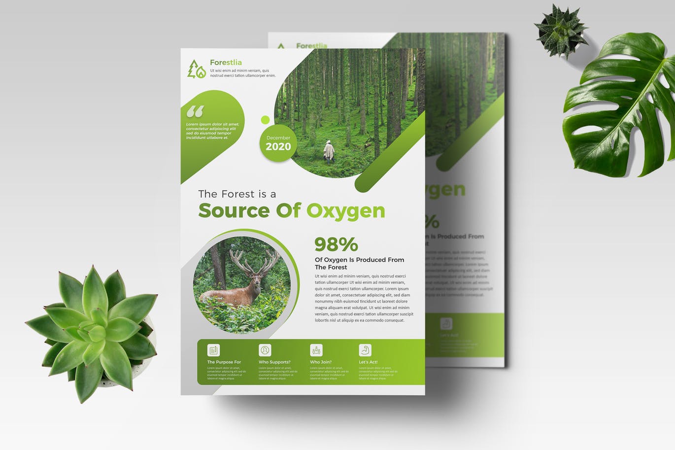 生态绿配色风格传单设计模板 EcoGreen Flyer Template插图