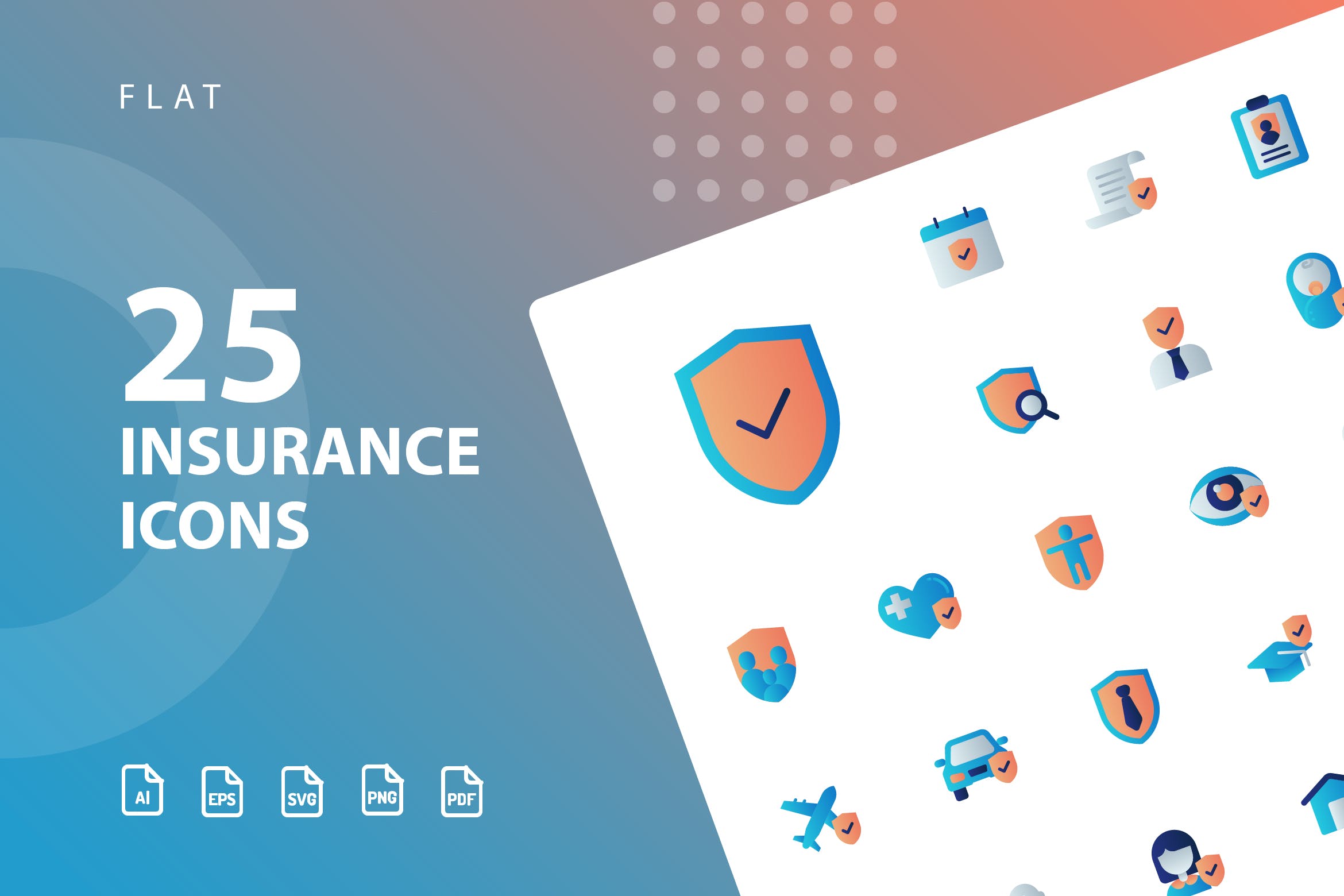 25枚扁平设计风格保险行业亿图网易图库精选图标素材 Insurance Flat插图