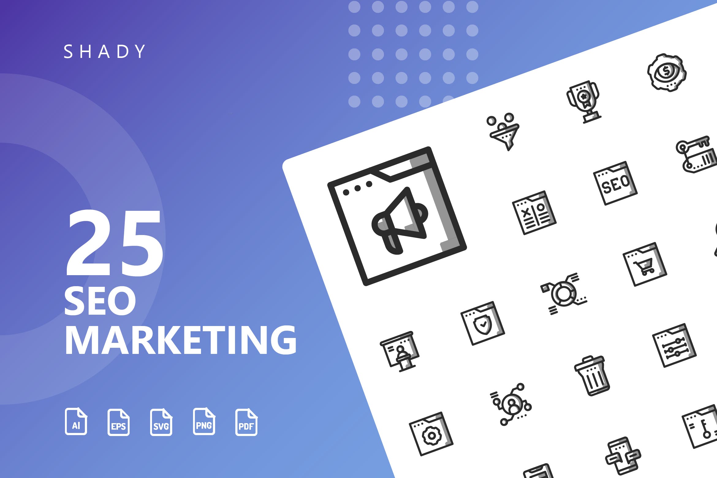 25枚SEO搜索引擎优化营销矢量阴影16设计素材网精选图标v2 SEO Marketing Shady Icons插图