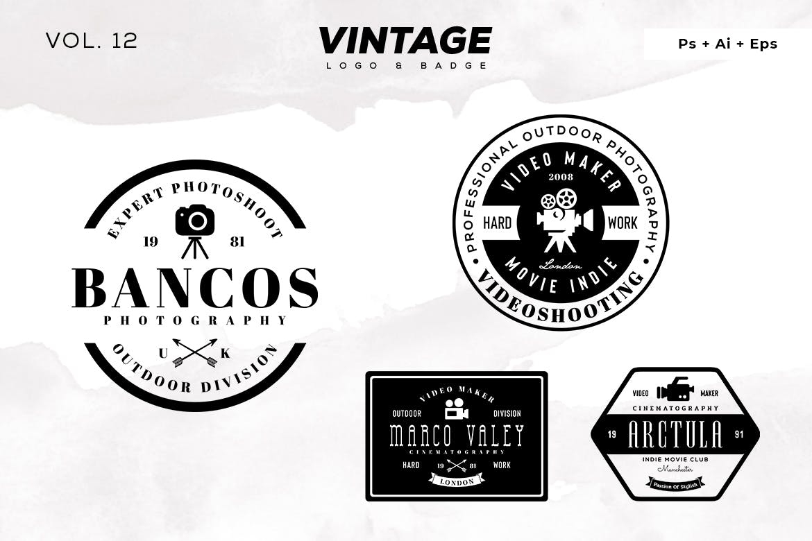 欧美复古设计风格品牌16设计网精选LOGO商标模板v12 Vintage Logo & Badge Vol. 12插图
