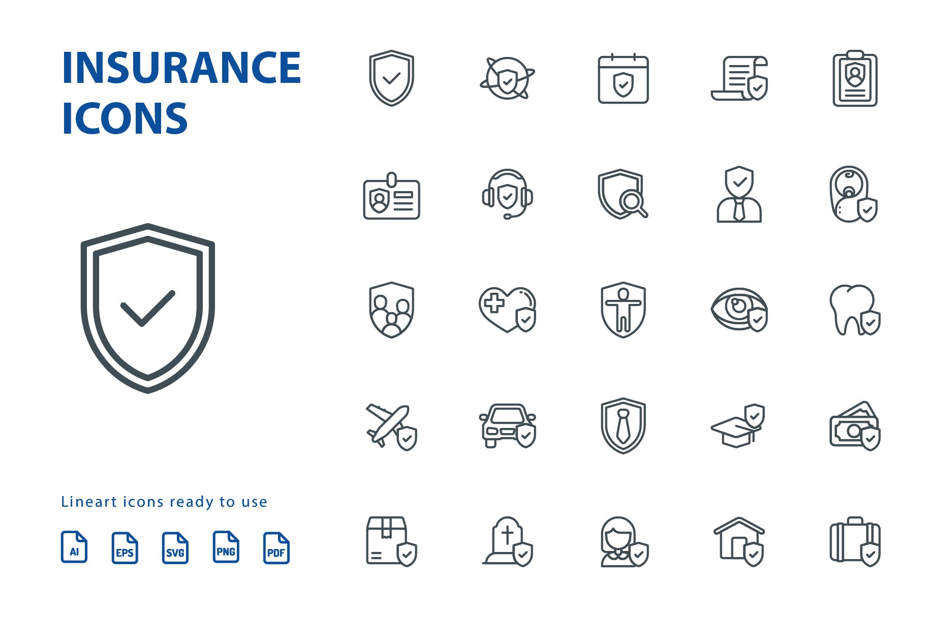 25枚保险行业线性亿图网易图库精选图标素材 Insurance Lineart插图(1)