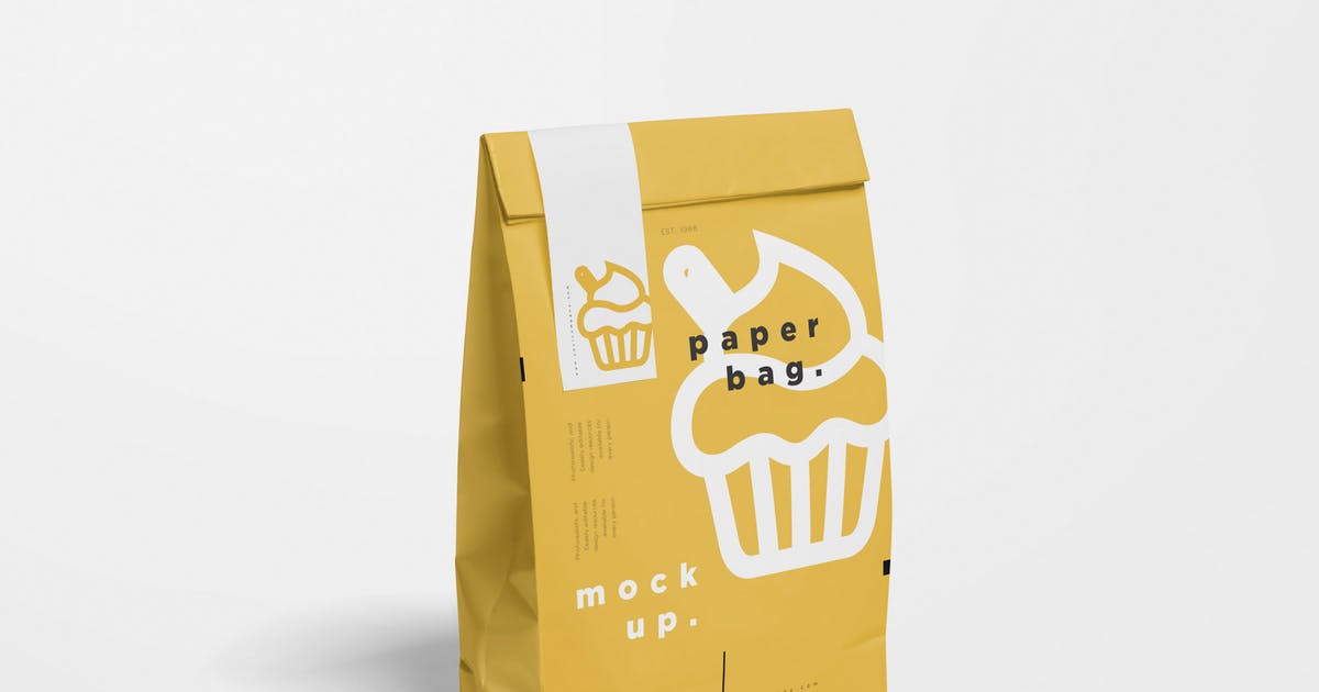 蛋糕面包外带包装纸袋设计图普贤居精选模板 Paper Bag Mock Ups插图