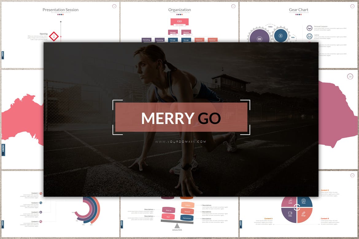 公司企业工作室简介16设计素材网精选谷歌演示模板下载 MERRY GO Google Slides插图