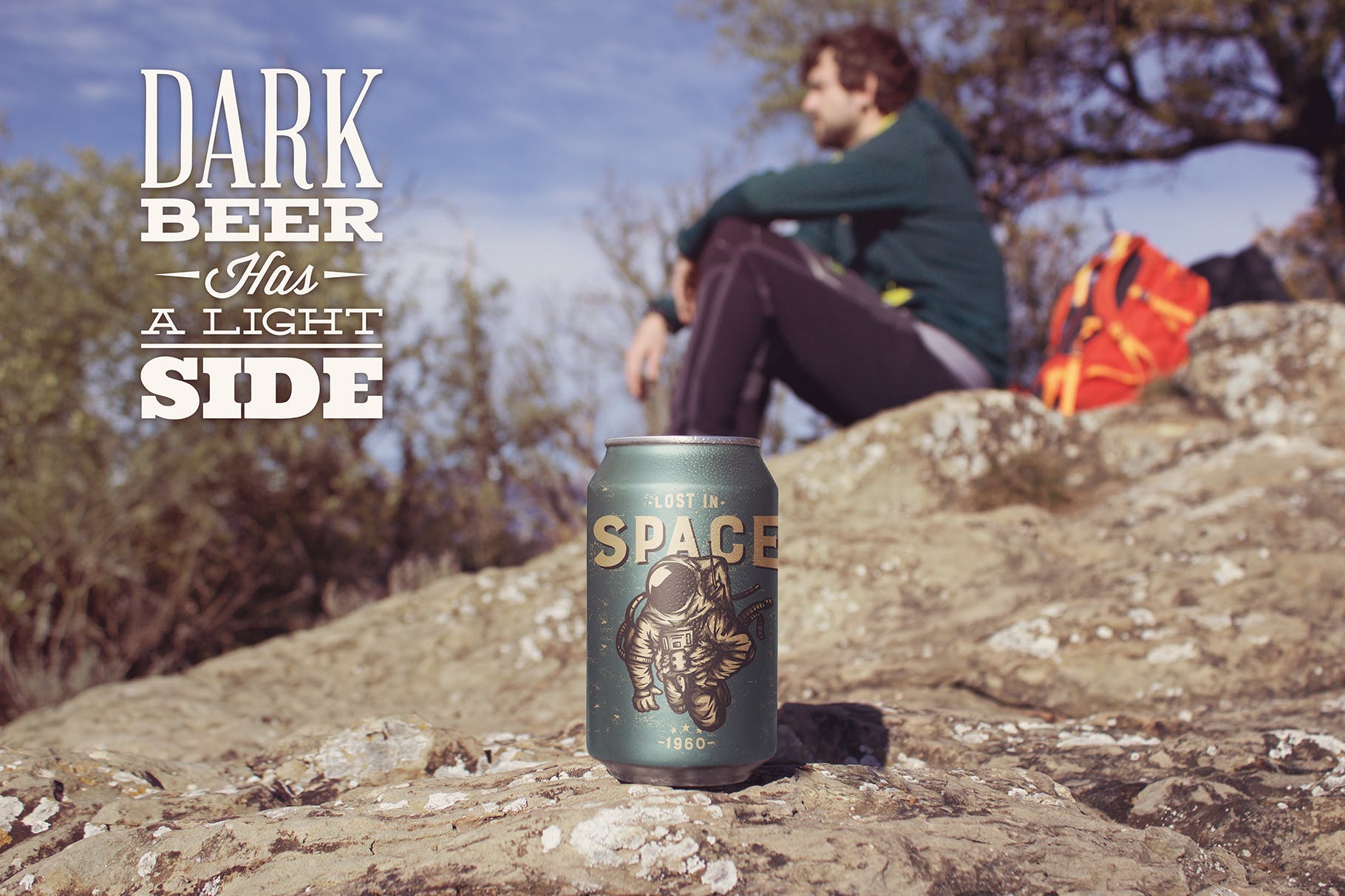 啤酒易拉罐野外拍摄场景16设计网精选1 Trekking Beer Can Mockup插图(2)