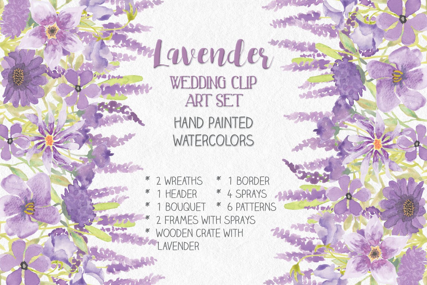 薰衣草绽放水彩剪贴画素材库精选PNG素材 Lavender Blooms: Watercolor Clip Art Bundle插图