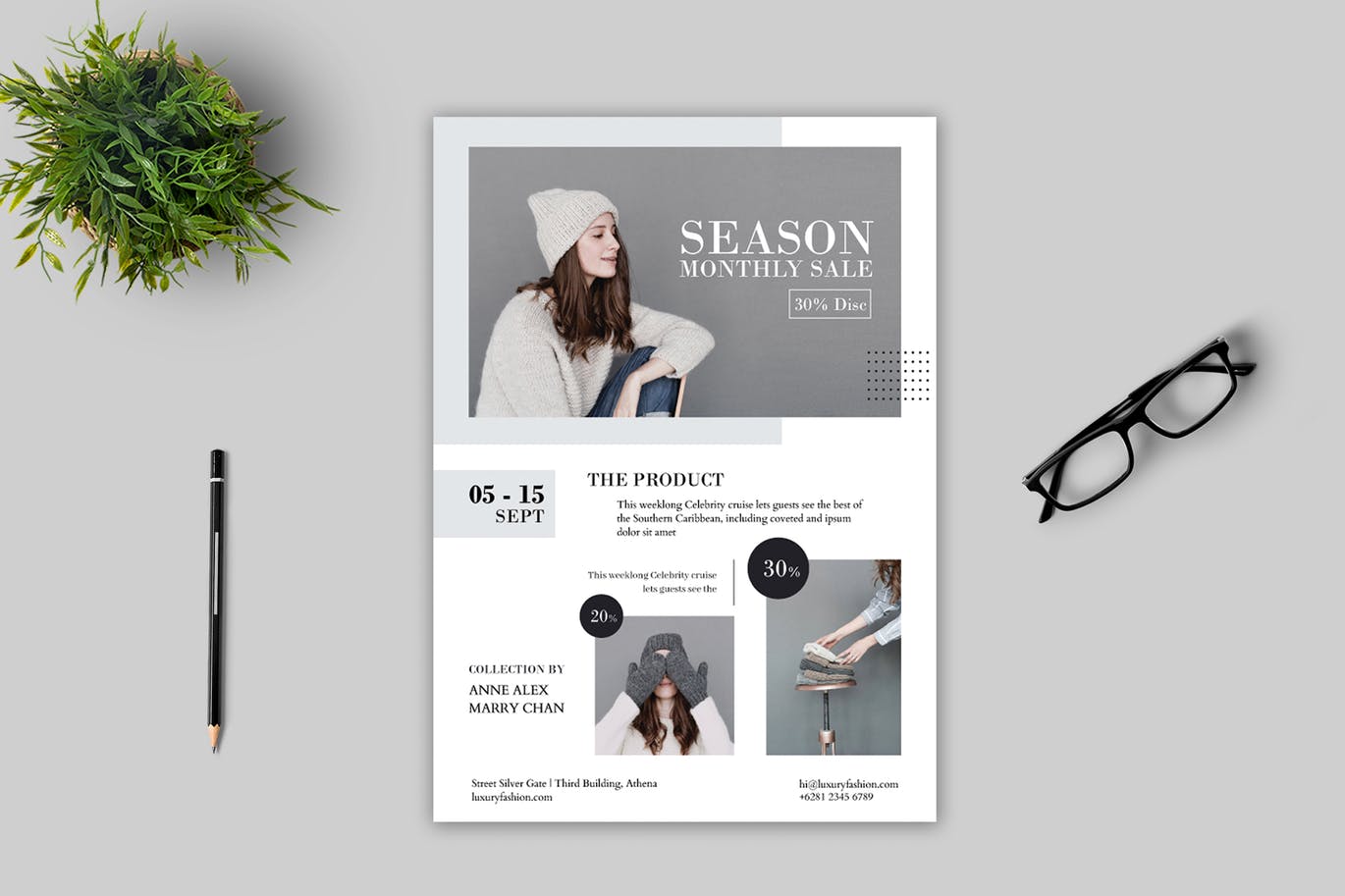 性冷淡风时尚服装店铺传单设计模板v1 Fashion Flyer – Vol. 1插图