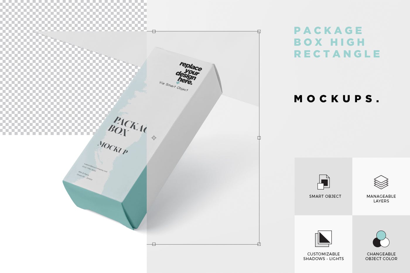 简约风多用途产品包装纸盒设计效果图非凡图库精选 Package Box Mock-Up – High Rectangle Shape插图(5)