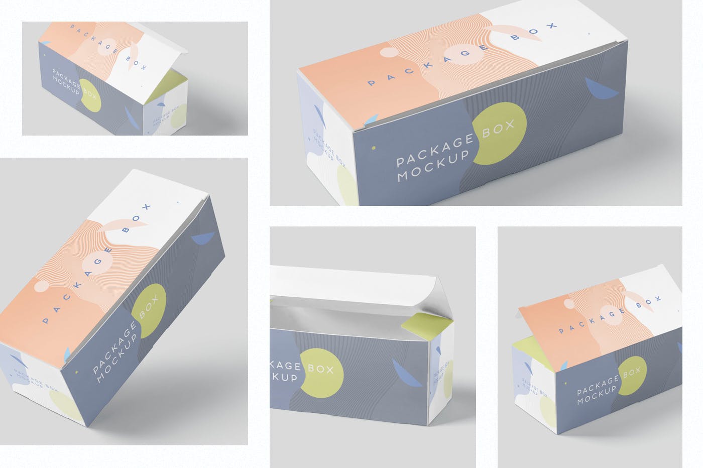 宽矩形包装盒外观设计效果图素材中国精选 Package Box Mock-Up Set – Wide Rectangle插图(1)