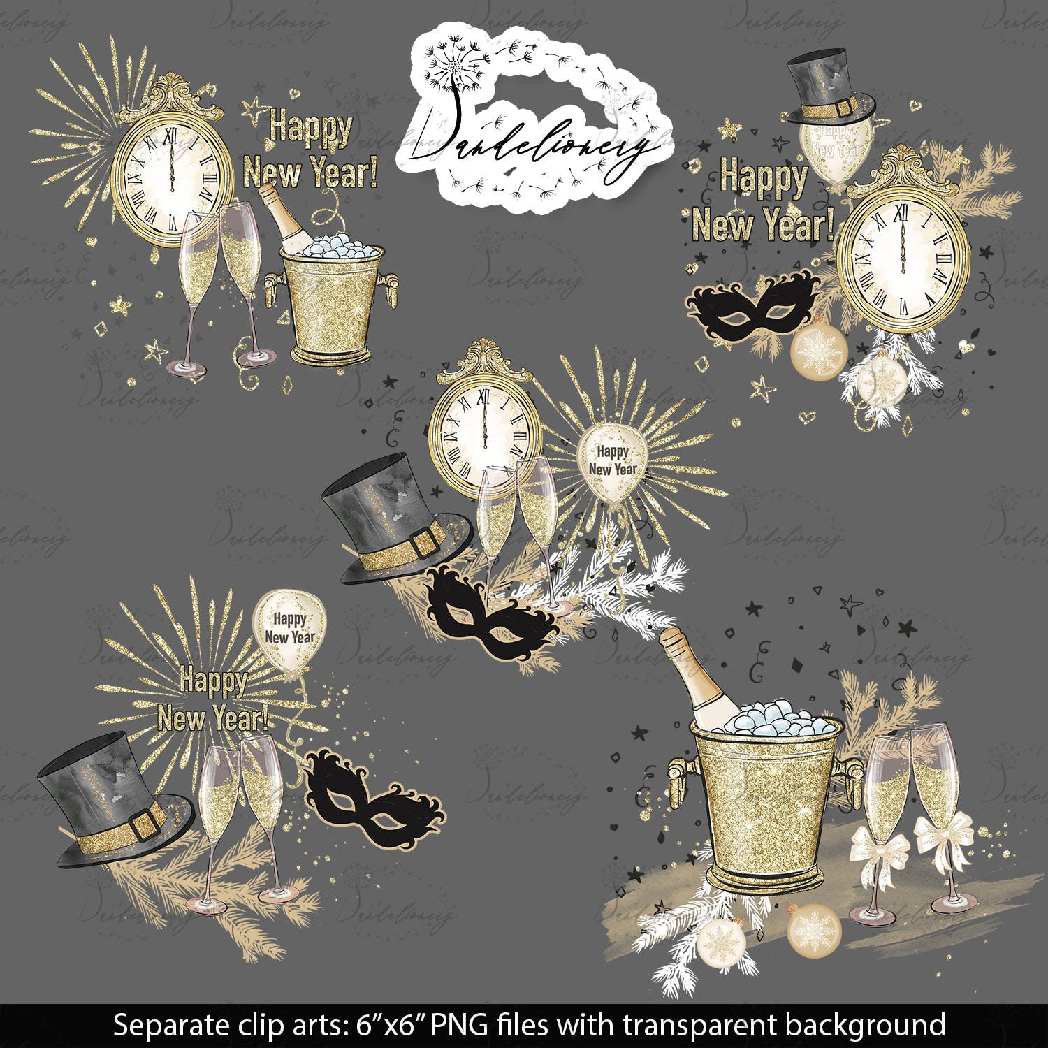 派对时光主题水彩手绘图案16设计网精选设计素材 Party Time design插图(4)