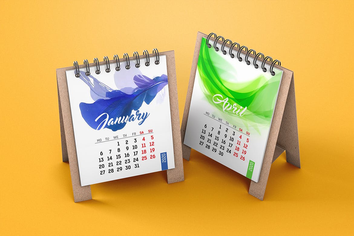 迷你桌面日历设计图样机素材中国精选 Mini Desk Calendar Mockup插图(4)