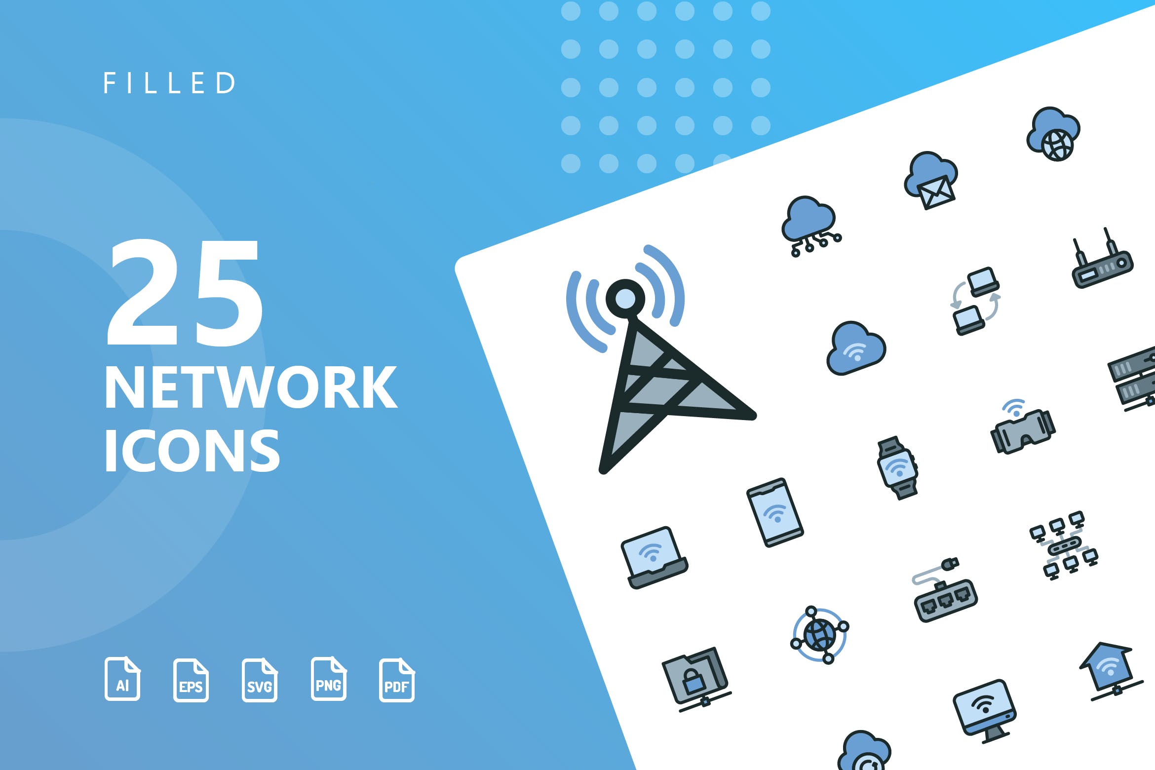 网络科技主题矢量填充16设计素材网精选图标 Network Filled Icons插图