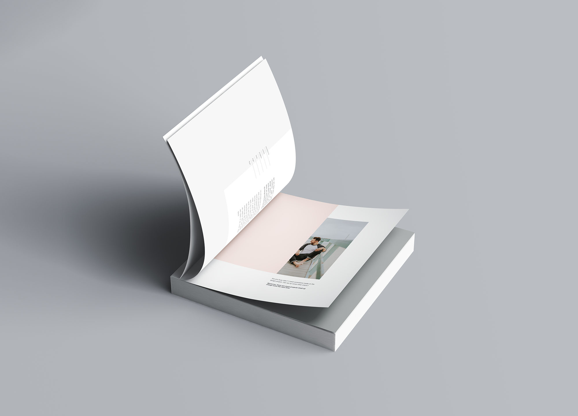 方形软封图书内页版式设计效果图样机普贤居精选 Square Softcover Book Mockup插图(5)