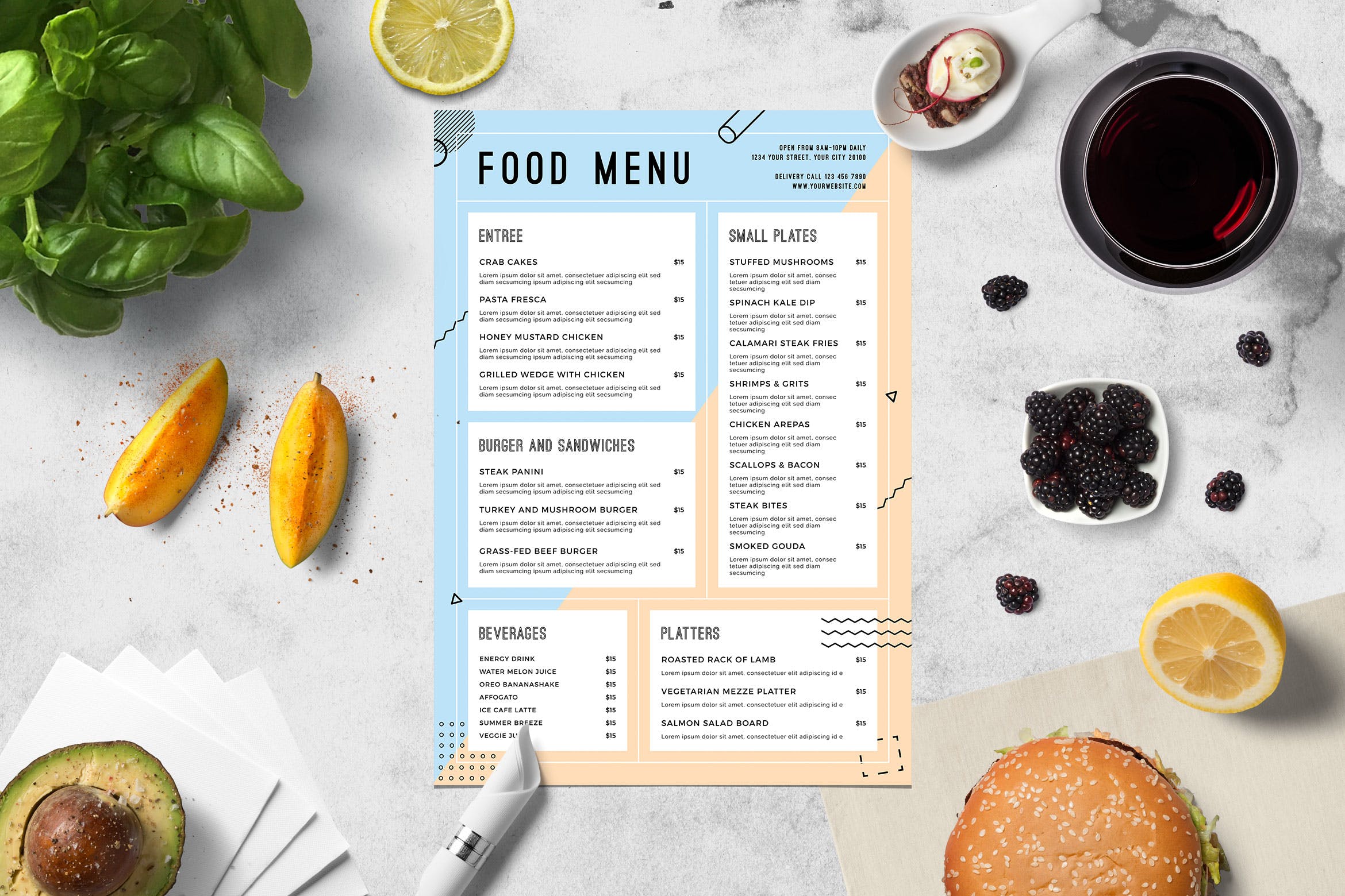 夏日特色餐厅餐馆16设计网精选菜单模板 Summer Food Menu插图