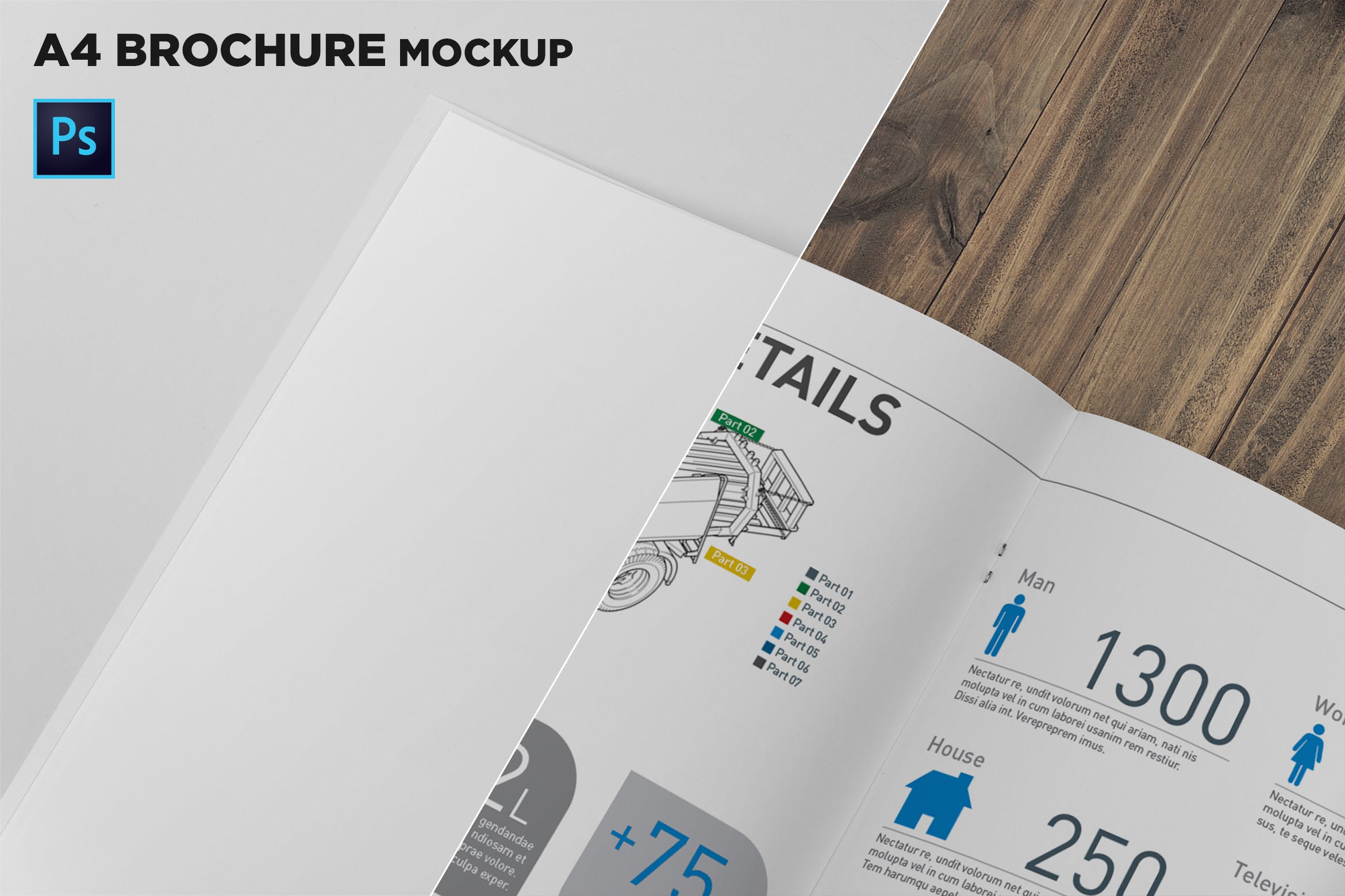 A4尺寸企业/品牌宣传册内页特写样机素材库精选模板 A4 Brochure Page Closeup Mockup插图
