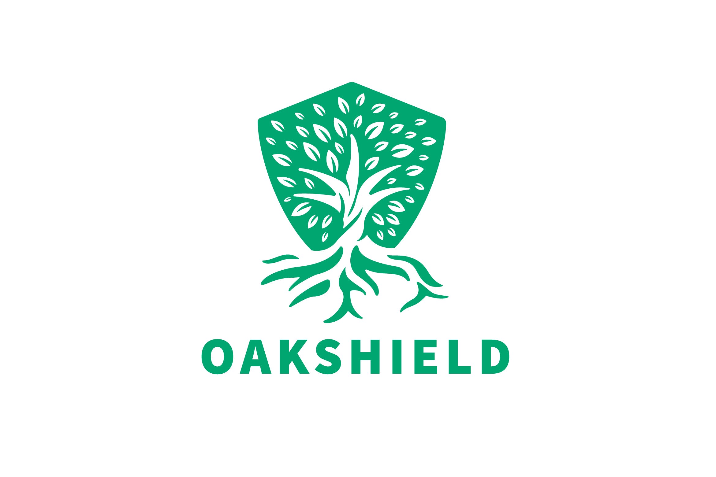 负空间设计风格橡木盾几何图形Logo设计非凡图库精选模板 Oak Shield Negative Space Logo插图