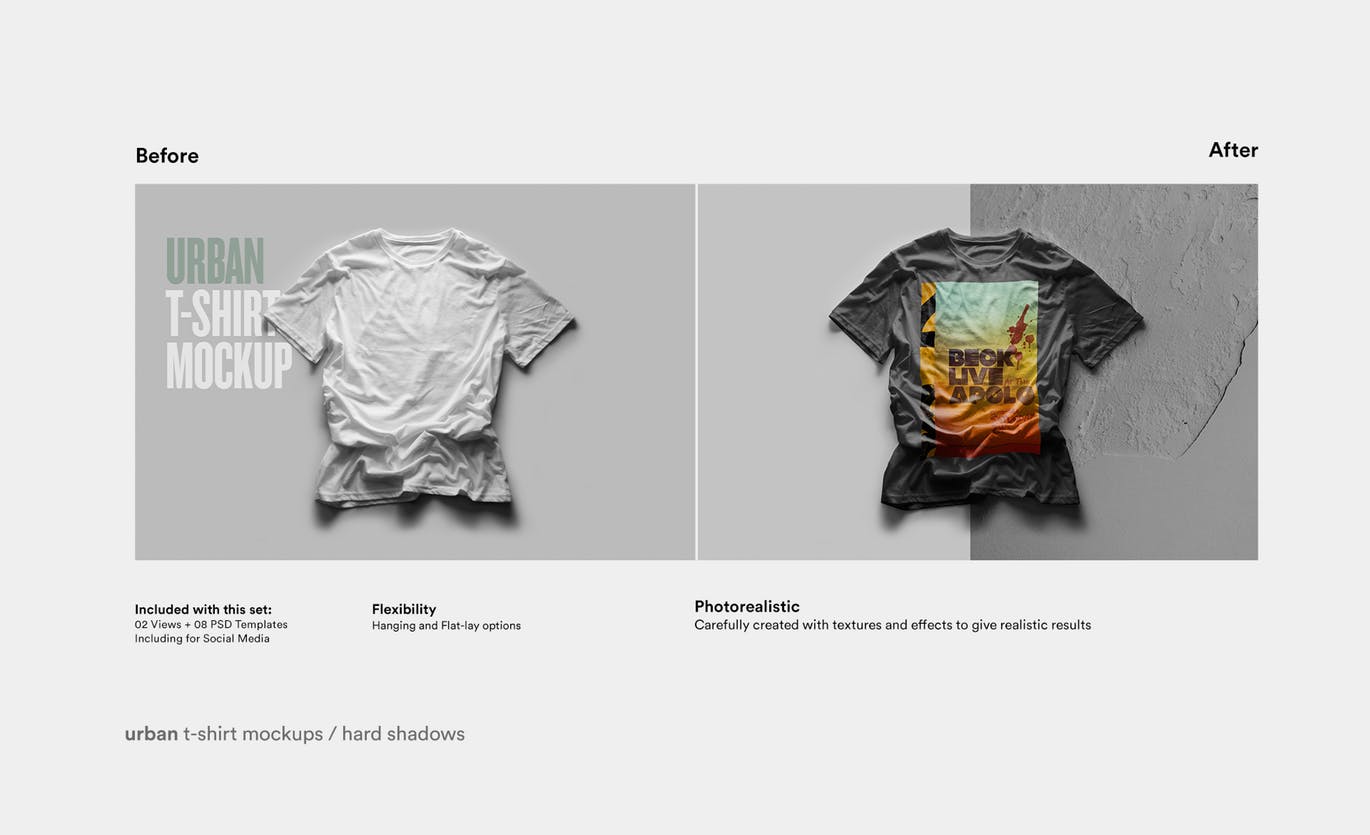 都市风格T恤印花图案设计预览样机非凡图库精选 Urban T-Shirt Mock-Up插图(1)