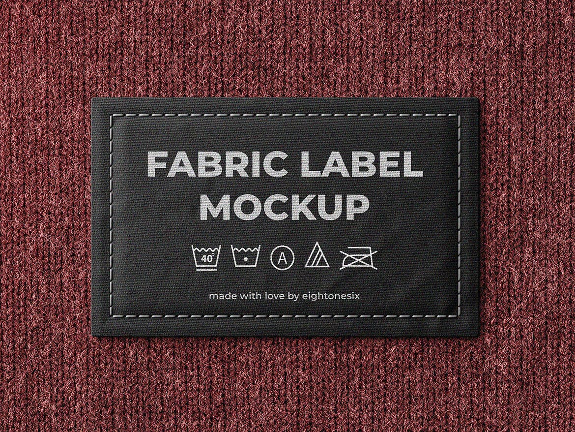 面料服装标签设计普贤居精选模板 Fabric Label Mock-Up Template插图(1)