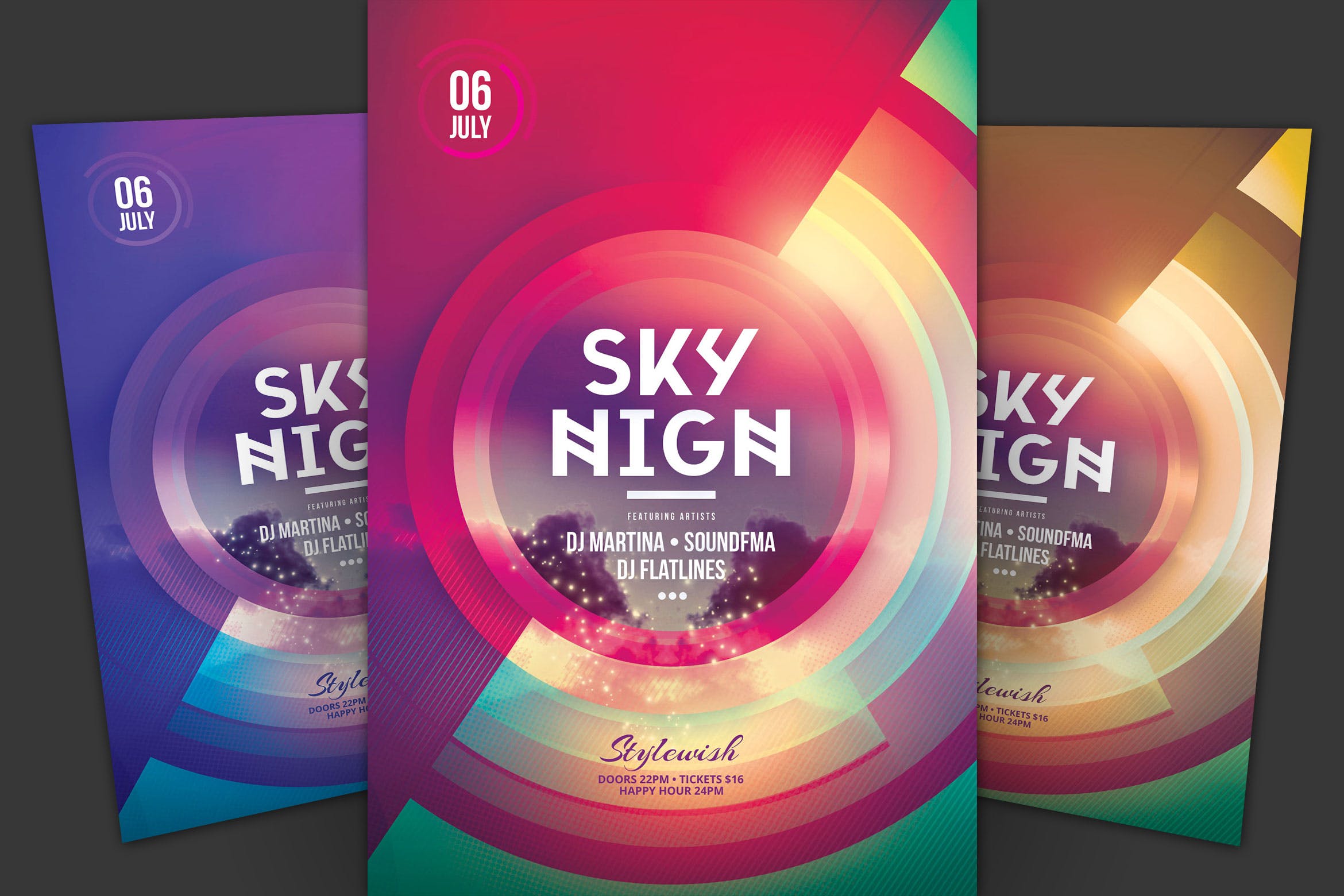 个性音乐主题活动海报传单素材库精选PSD模板 Sky High Flyer插图