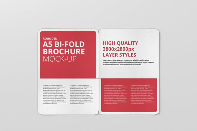 A5尺寸圆角双折页宣传册设计效果图样机16图库精选 A5 Bi-Fold Brochure Mock-Up – Round Corner插图(10)