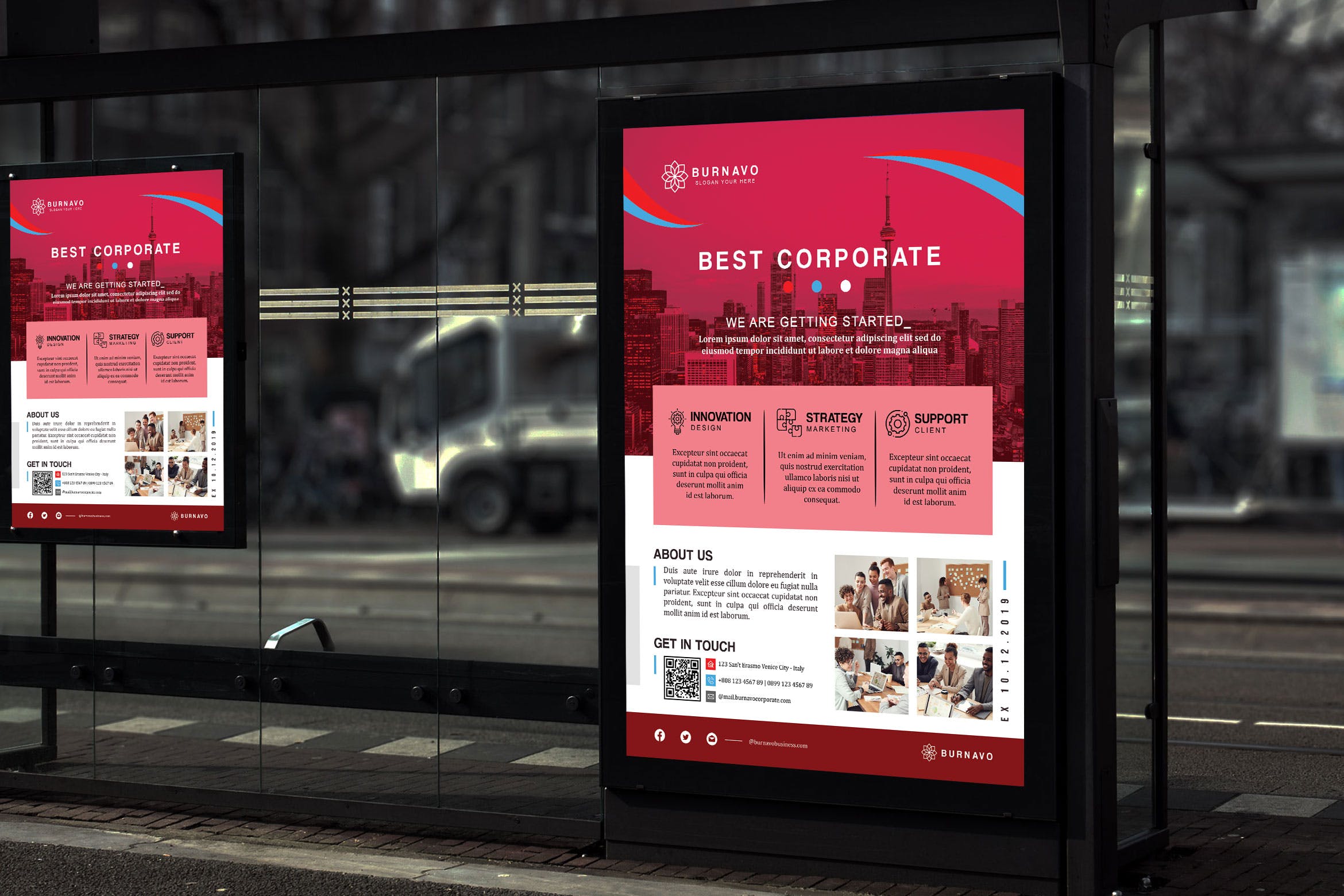 创意企业户外灯箱广告海报PSD素材16设计网精选模板 Burnavo – Creative Corporate Poster HR插图