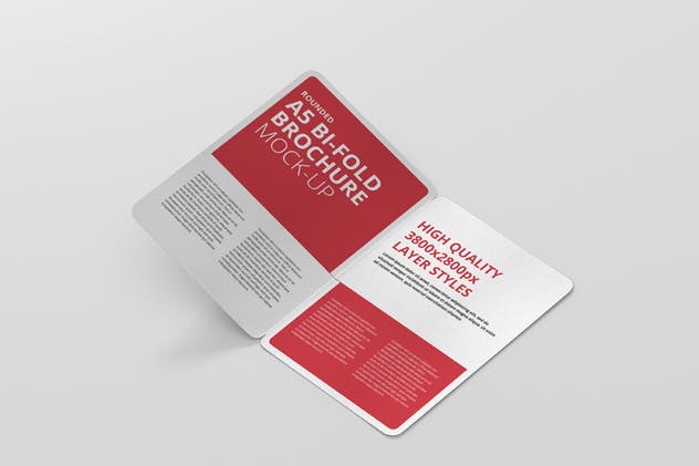A5尺寸圆角双折页宣传册设计效果图样机非凡图库精选 A5 Bi-Fold Brochure Mock-Up – Round Corner插图(4)