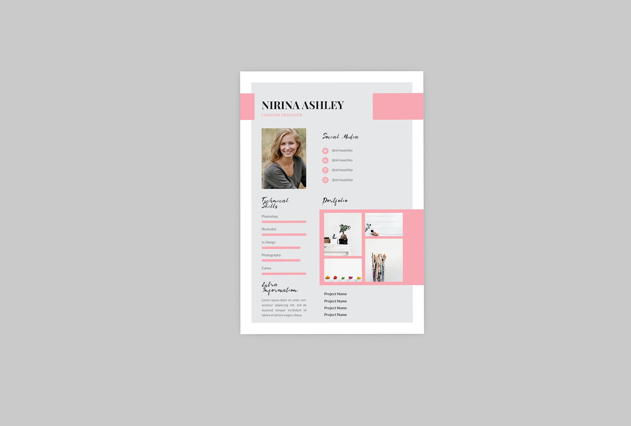 时尚编辑介绍信&素材库精选简历模板 Nirina Fashion Resume Designer插图(3)