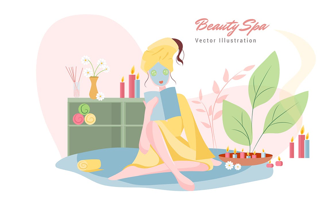 美容SPA主题矢量插画素材库精选设计素材v7 Beauty Spa Vector Illustration插图(1)