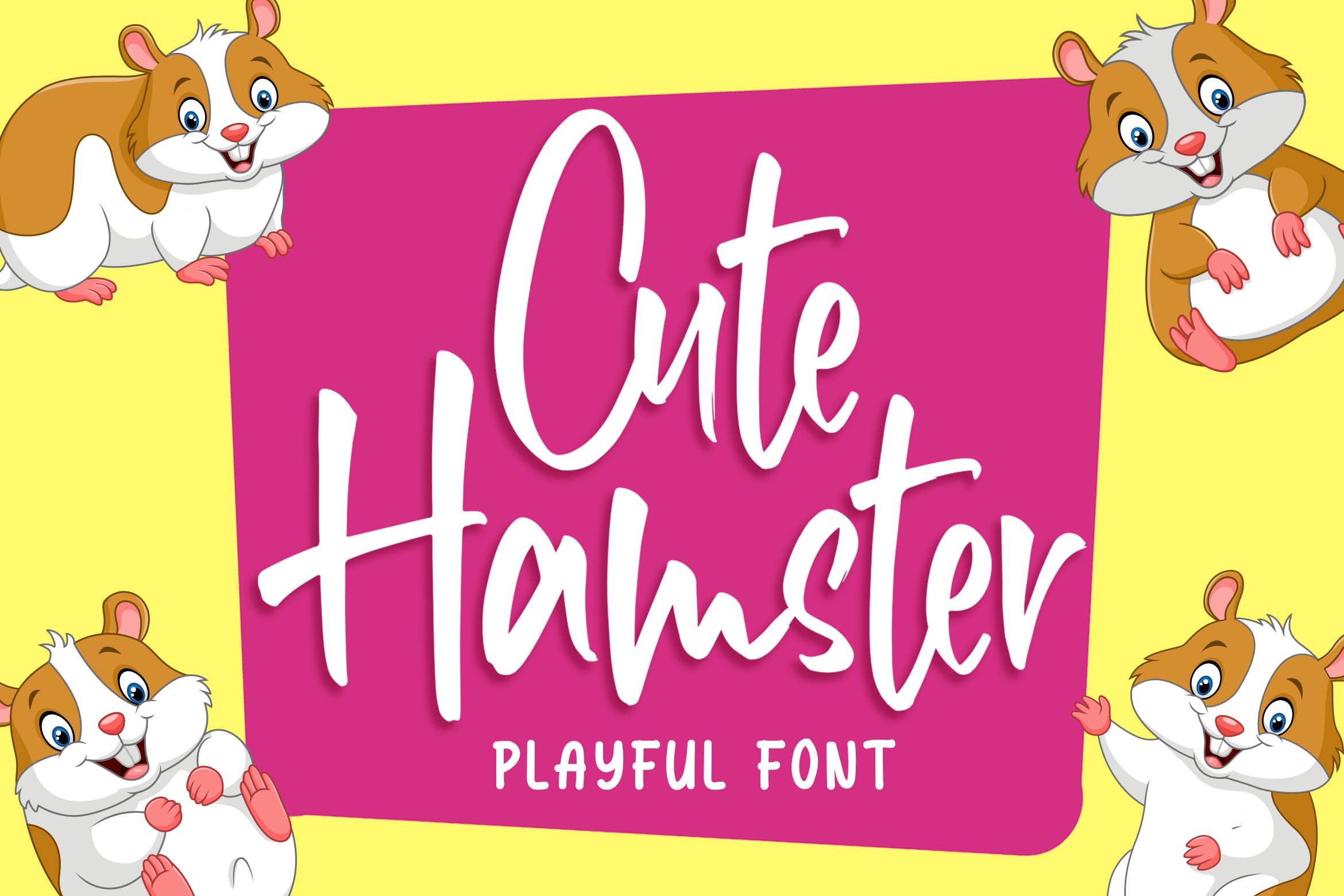 俏皮可爱风格英文手写装饰字体16设计素材网精选 Cute Hamster – Playful Font插图
